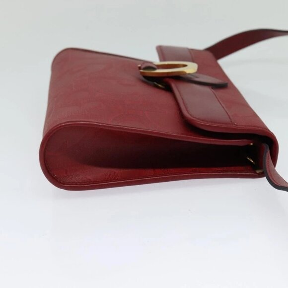 Christian Dior Trotter Canvas Shoulder Bag Red Gold Auth BA3450 - Picture 5 of 16